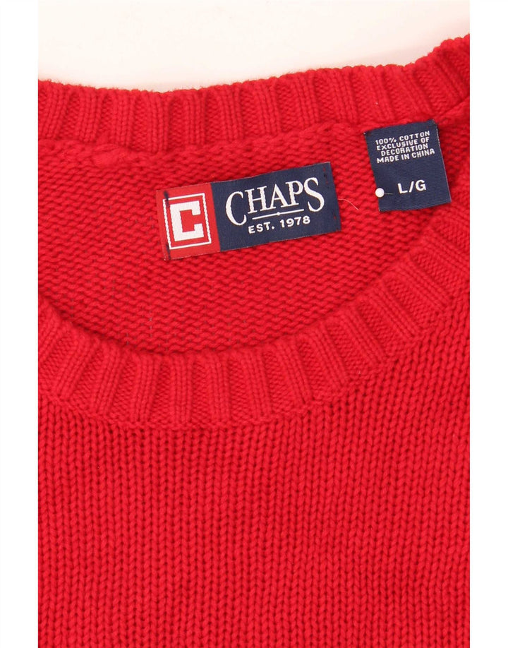 Suéter masculino Chaps com gola redonda, grande algodão vermelho