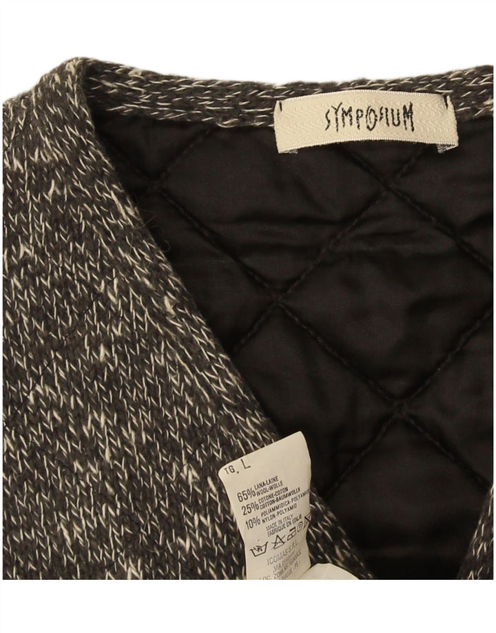 Colete feminino vintage de malha UK 16 grande lã manchada cinza