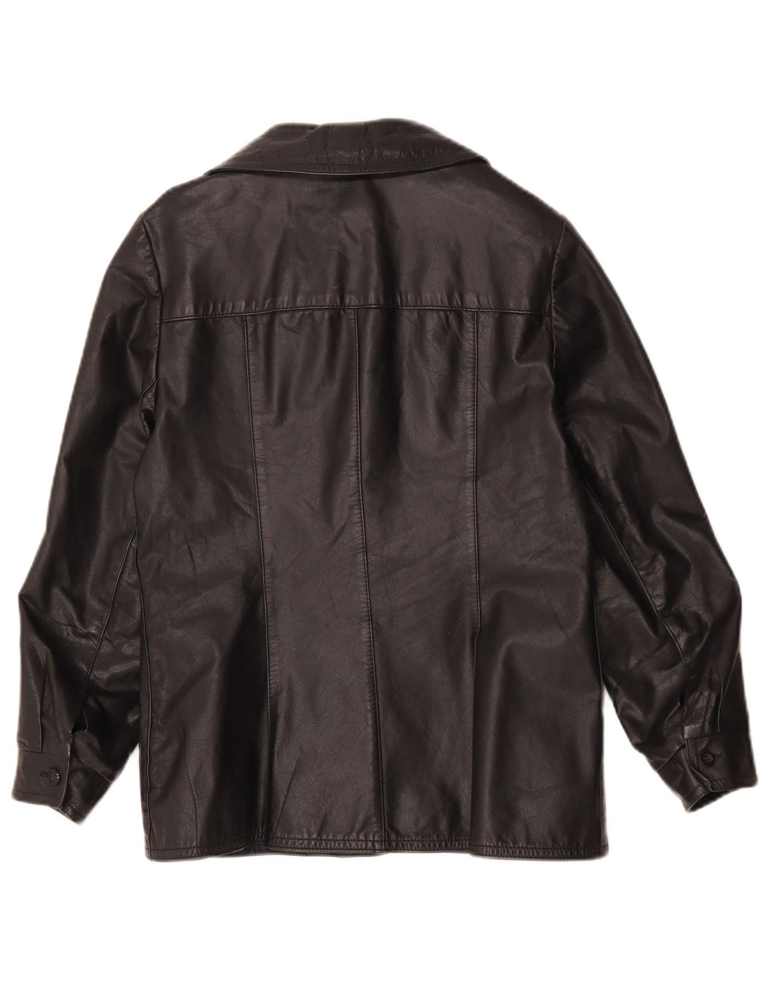 Jaqueta de couro feminina vintage IT 44 couro preto médio