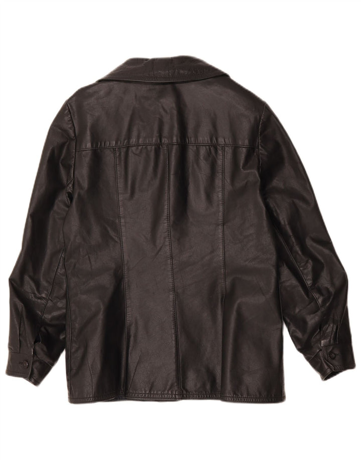 Jaqueta de couro feminina vintage IT 44 couro preto médio