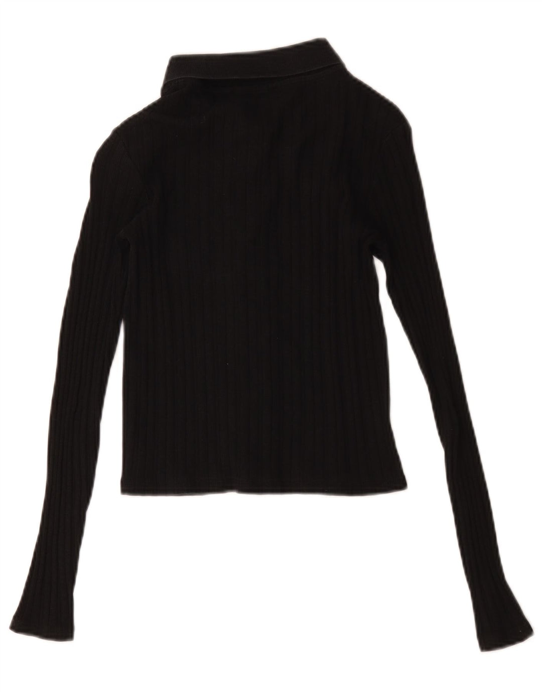 Blusa feminina Zara Crop Shirt UK 8 pequena algodão preto