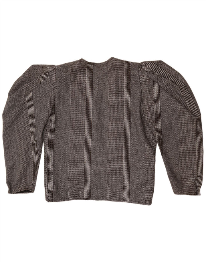 Jaqueta blazer feminina vintage com 1 botão Reino Unido 14 grande listrada cinza