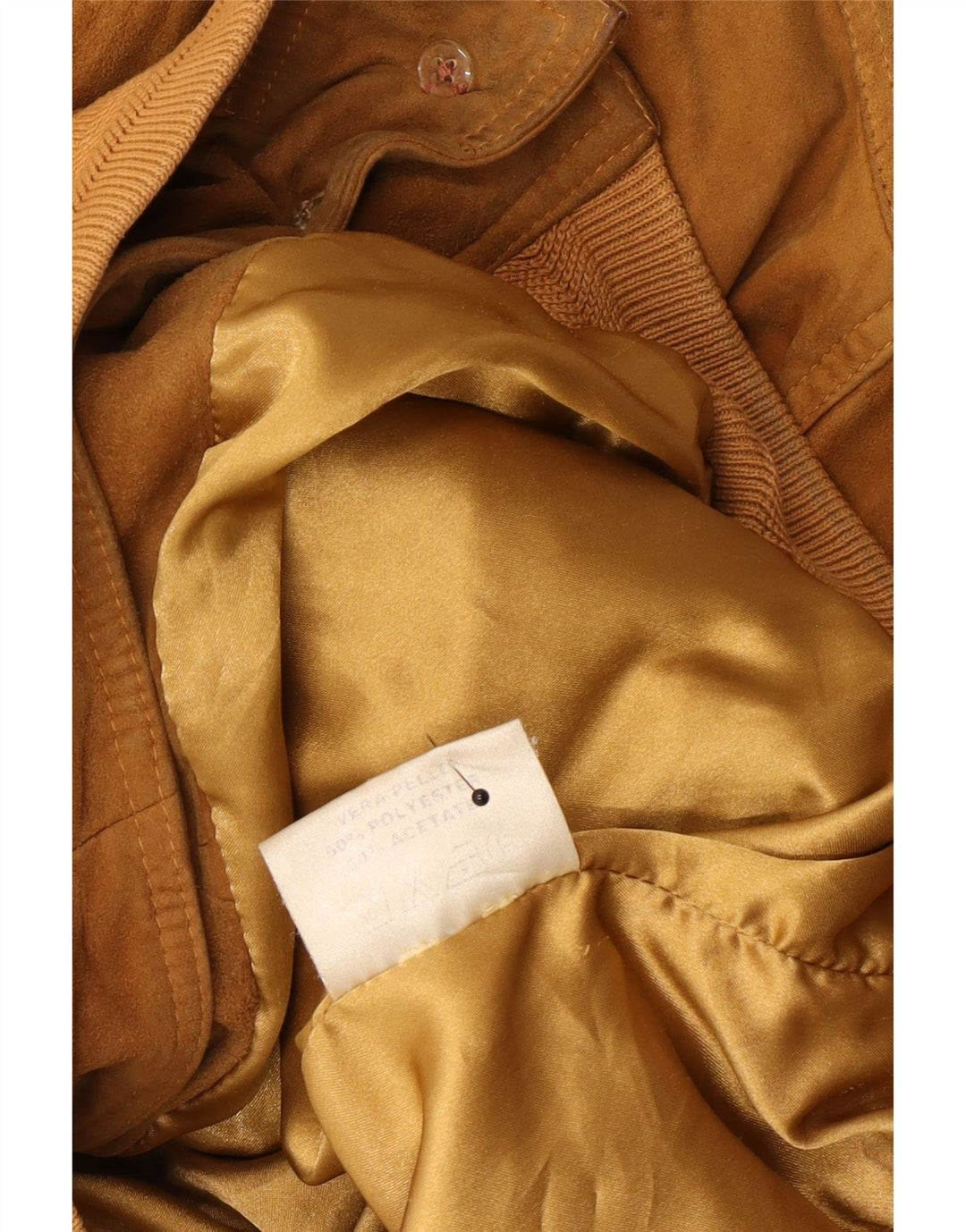 Jaqueta bomber masculina vintage de camurça Reino Unido 42 XL couro bege
