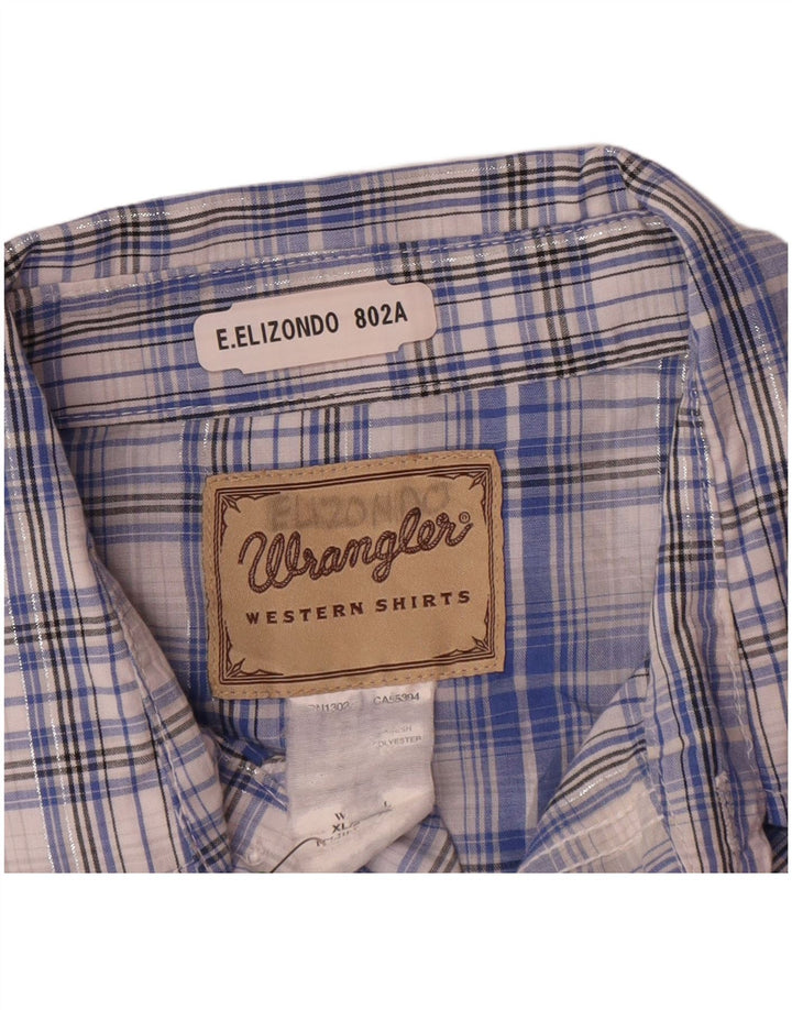 Camisa masculina Wrangler Western de manga curta XL azul xadrez