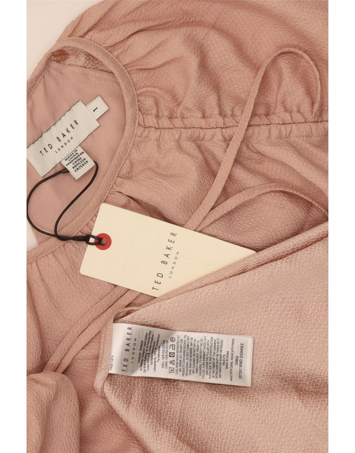 Vestido feminino Ted Baker evasê tamanho 1 XS rosa poliéster