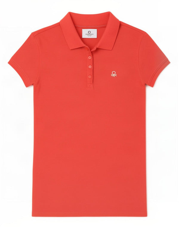 Polo Benetton Menina 13-14 Anos 3XL Algodão Vermelho