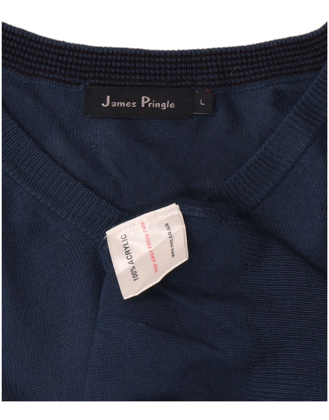 Suéter masculino JAMES PRINGLE com decote em V grande acrílico azul