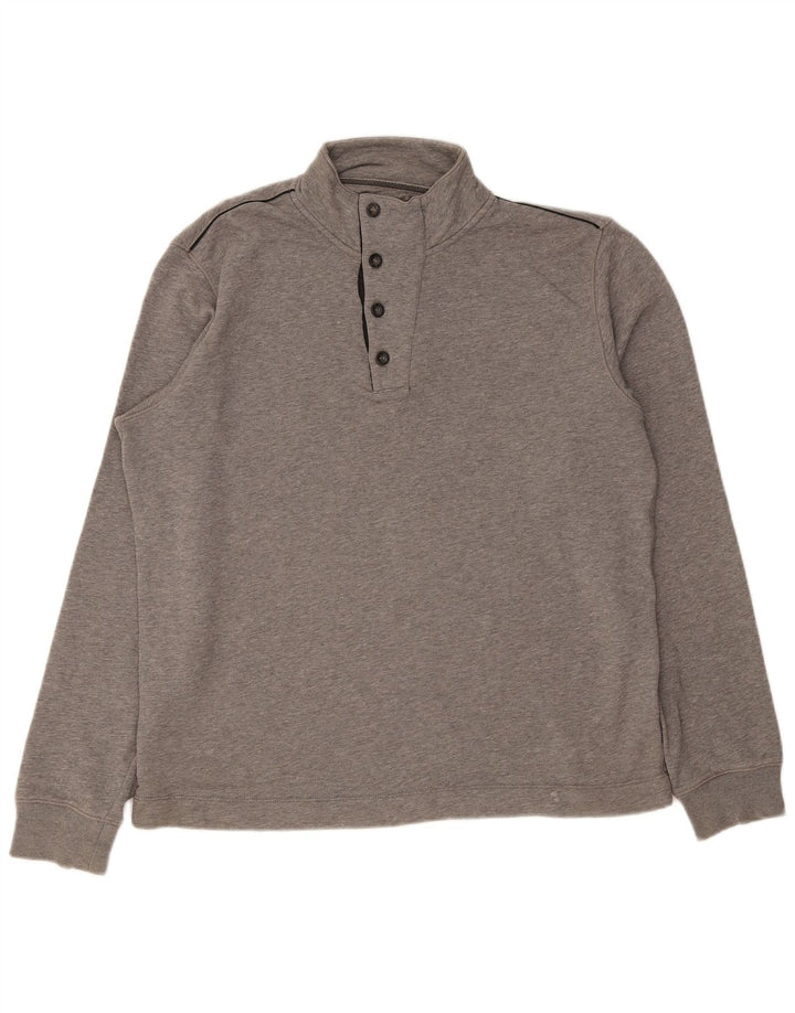 Moletom masculino Hugo Boss com gola com botão e algodão cinza grande