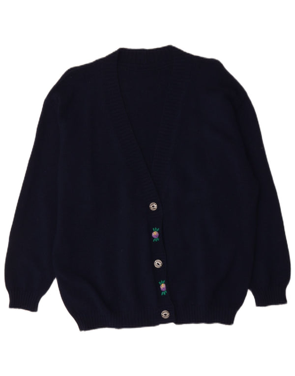 Suéter Cardigan Feminino Vintage UK 18 XL Azul Marinho