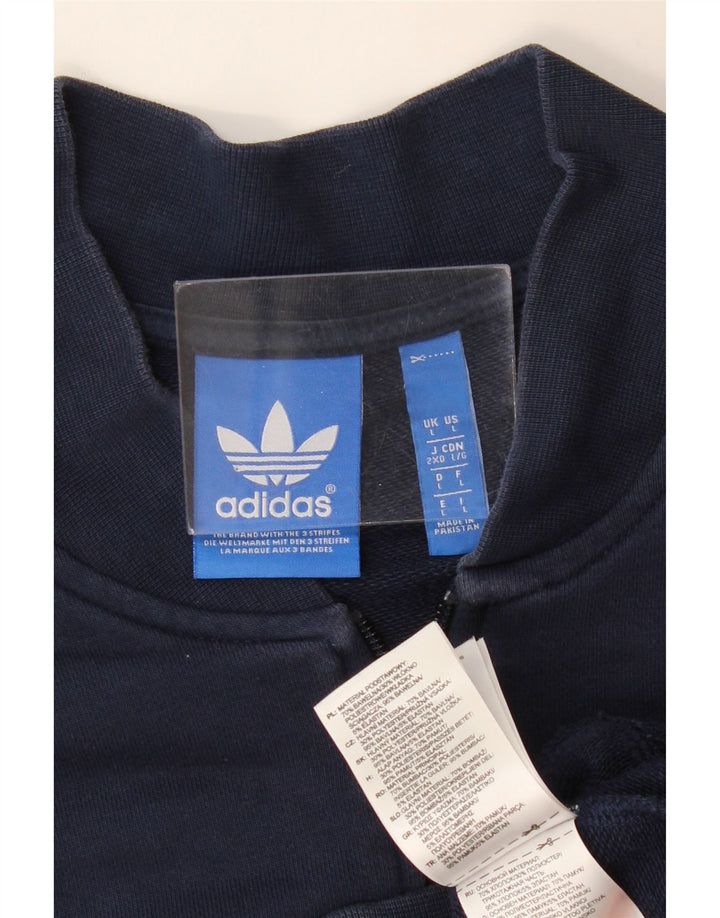 Adidas masculino gráfico agasalho jaqueta grande algodão azul marinho