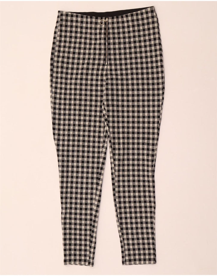 Zara Leggings feminino grande W30 L29 cinza poliéster guingão