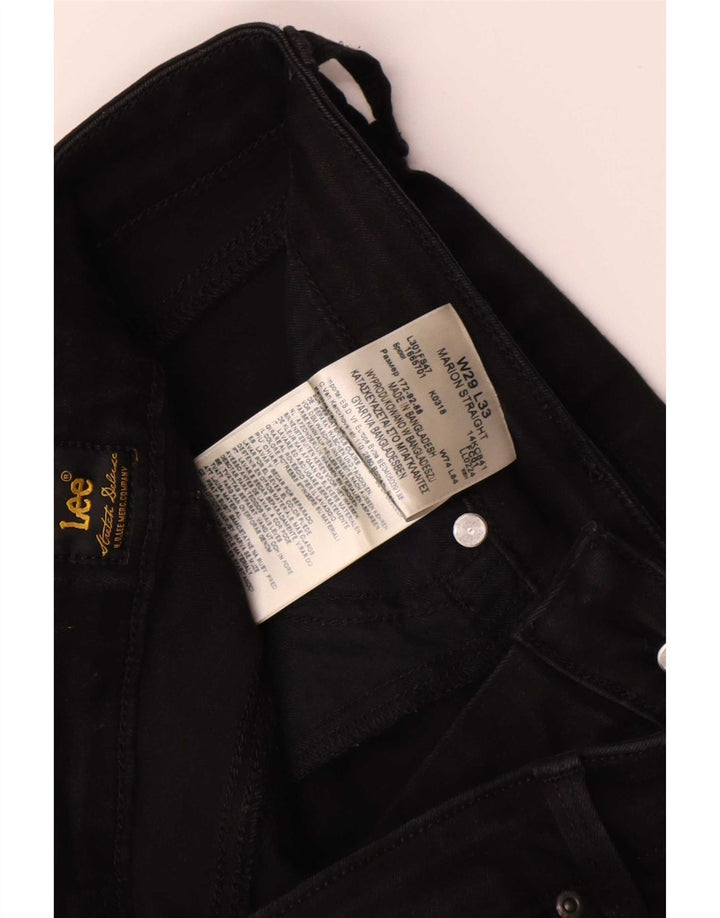 Lee Womens Marion Straight Jeans W29 L28 Algodão Preto