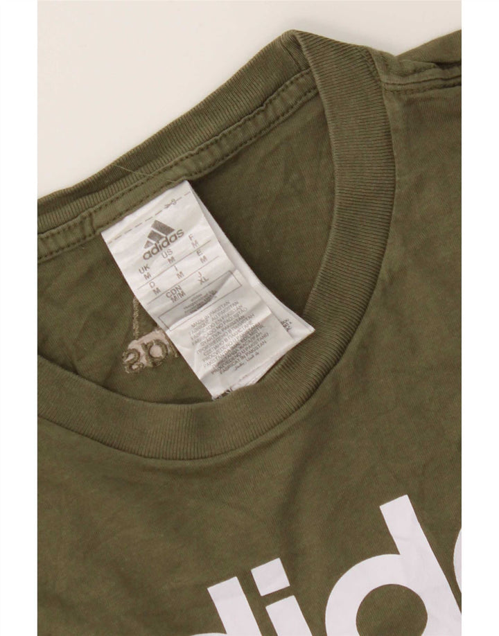 Adidas Mens Graphic T-Shirt Top Médio Algodão Cáqui