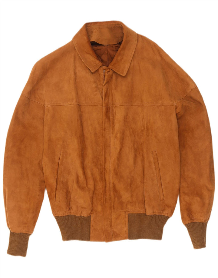 Jaqueta bomber masculina Maren em camurça IT 50 grande couro bege