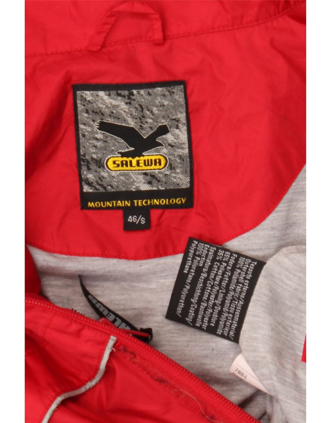 Jaqueta corta-vento masculina com capuz SALEWA IT 46 pequena poliamida vermelha
