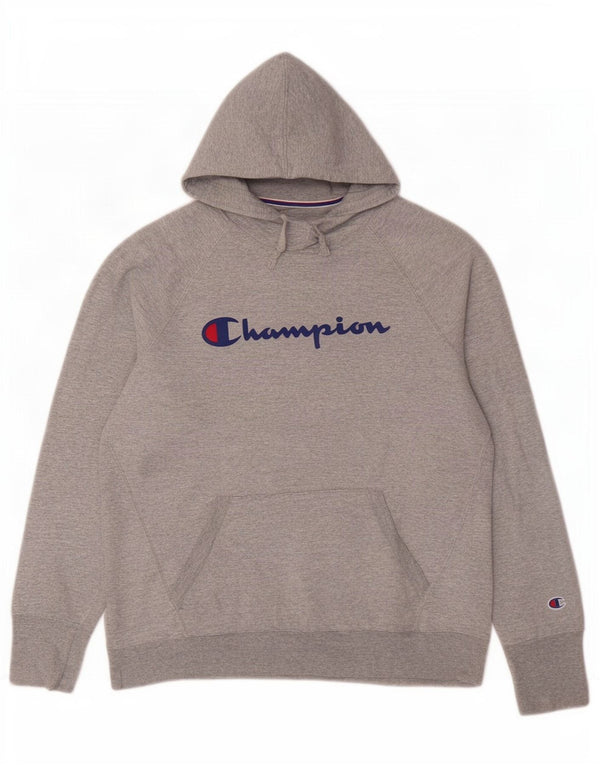 Jumper masculino com capuz gráfico Champion grande cinza manchado