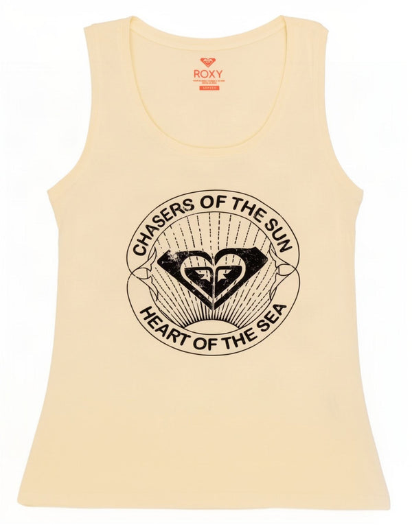 Roxy Womens Graphic Vest Top UK 10 Pequeno Off White