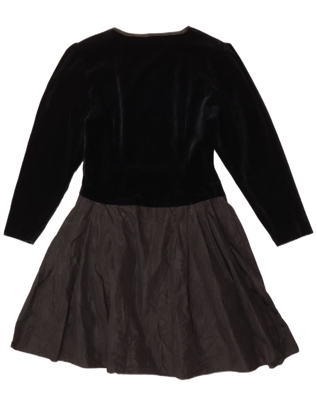 Vestido vintage feminino manga comprida linha A UK 14 médio preto