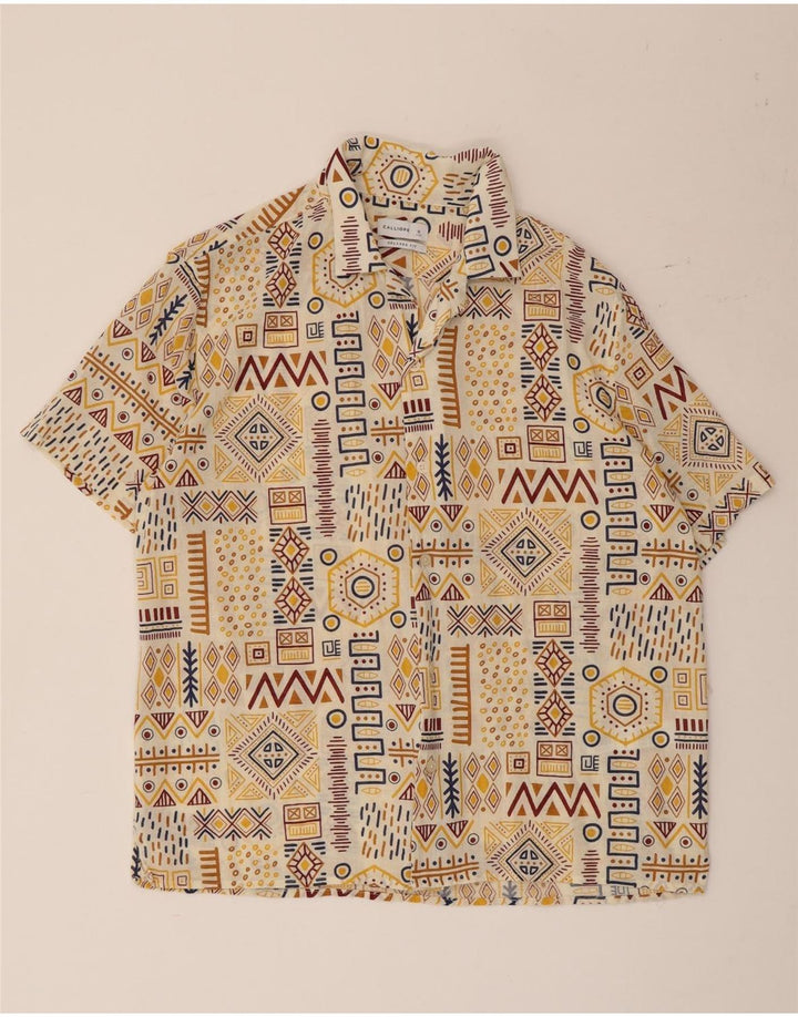 Camisa masculina de manga curta e ajuste relaxado Calliope pequena geométrica multicolorida