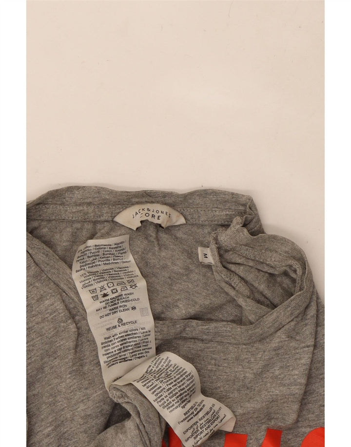 Camiseta gráfica masculina JACK & JONES algodão cinza médio