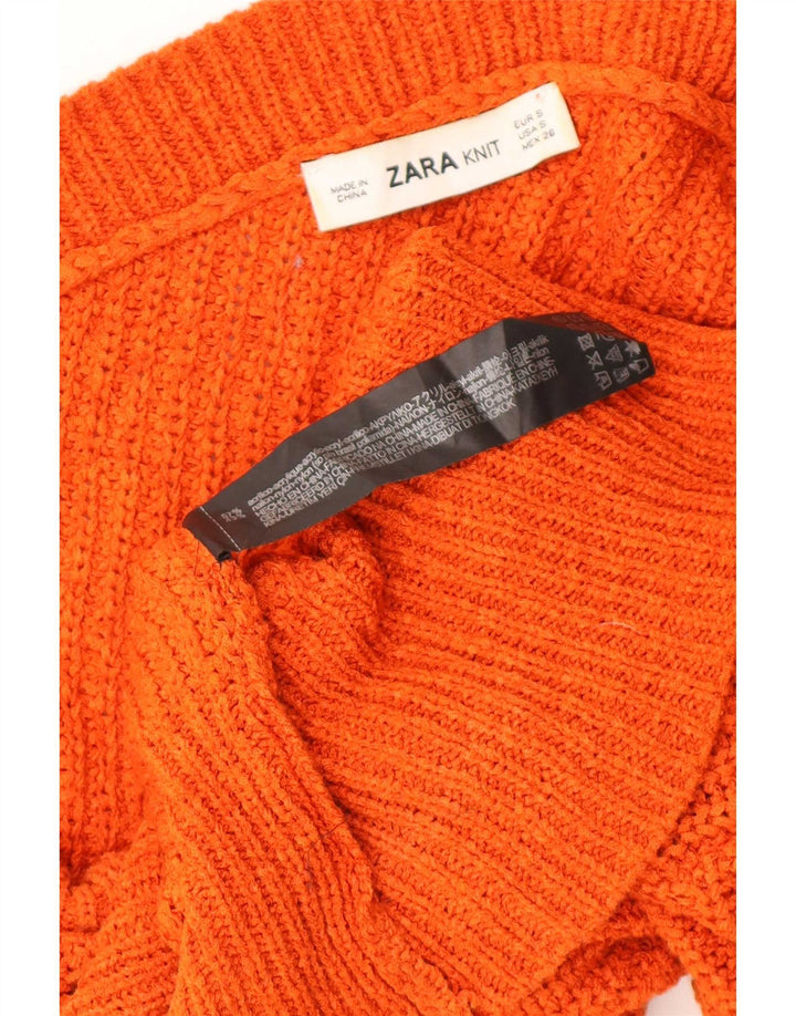 Zara Suéter feminino oversized com um ombro e um ombro Reino Unido 10 pequeno laranja