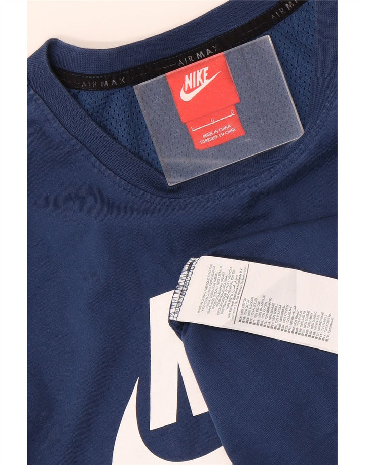 Camiseta gráfica masculina NIKE Top grande algodão azul