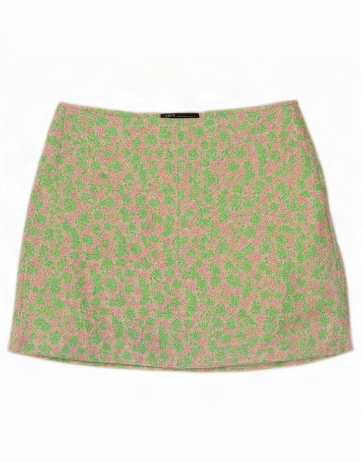 Mini saia feminina Zara XL W32 floral multicolorido