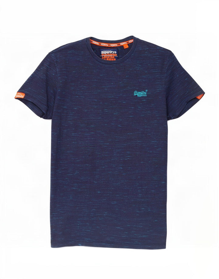 Camiseta masculina Superdry Top pequeno azul marinho manchado
