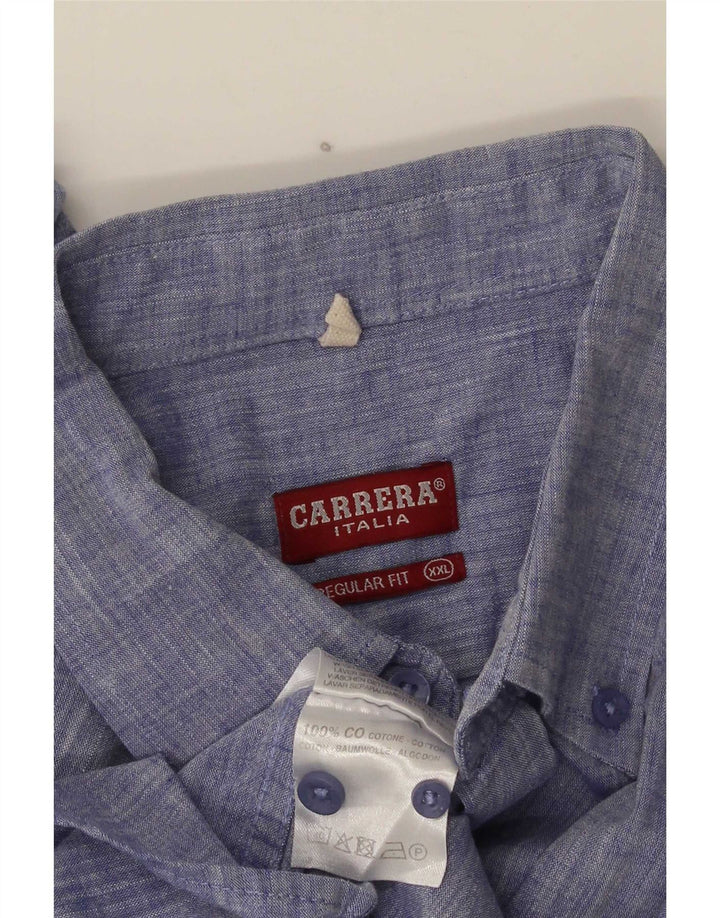 Camisa masculina Carrera manga curta regular fit 2XL algodão azul