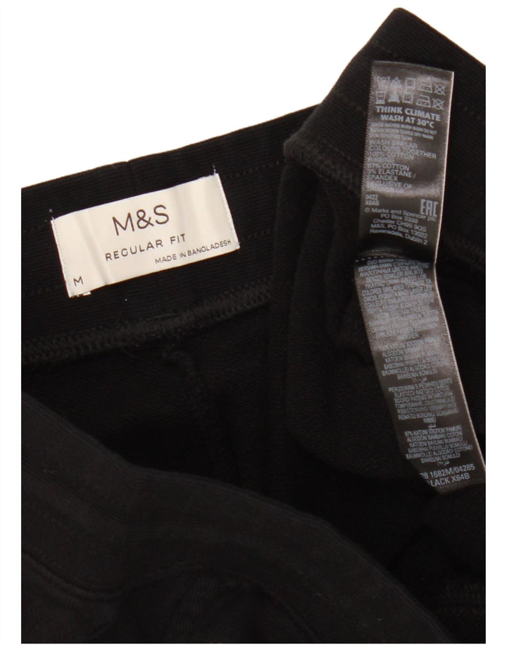 Shorts esportivos masculinos de ajuste regular da MARKS & SPENCER, algodão preto médio