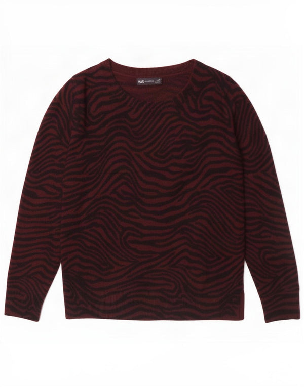 Suéter feminino Marks & Spencer com gola redonda Reino Unido 12 médio Borgonha