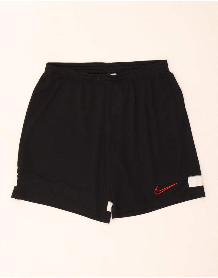 Shorts esportivos masculinos Nike Dri Fit médio preto colorblock poliéster