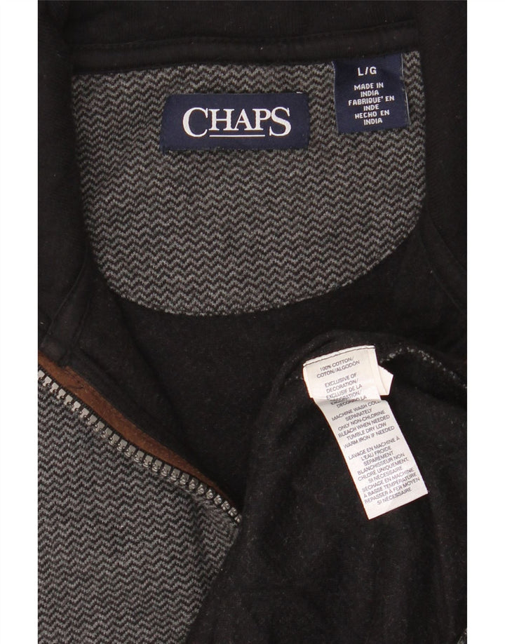 Top masculino CHAPS com zíper e manga comprida grande algodão Chevron cinza