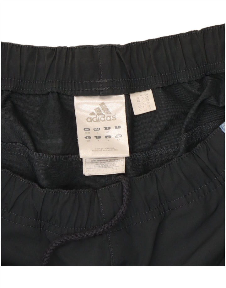Calça de treino masculina Adidas UK 36/38 pequena cinza colorblock poliéster