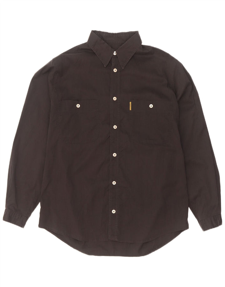 Camisa masculina Armani Jeans de algodão preto médio
