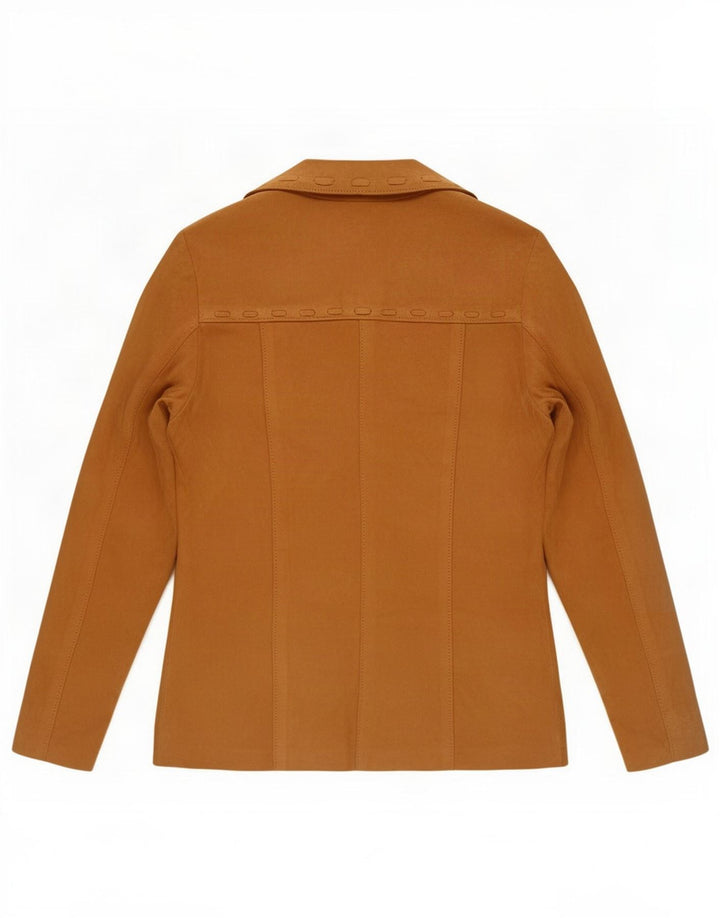 Jaqueta blazer feminina vintage de camurça com 4 botões IT 44 couro bege médio