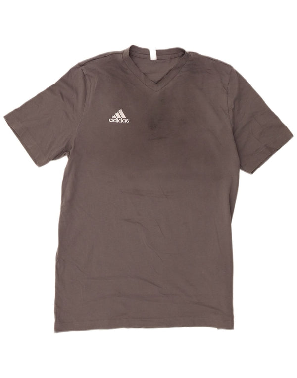 Adidas Mens Camiseta Top Grande Algodão Cinza