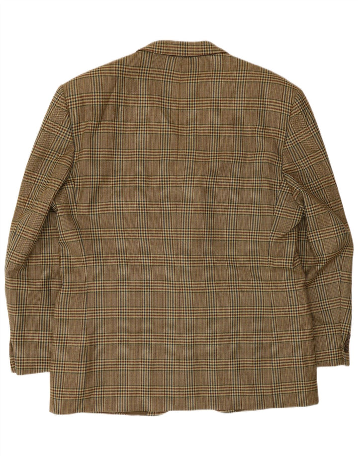 Jaqueta blazer masculina vintage com 2 botões Reino Unido 40 grande houndstooth bege