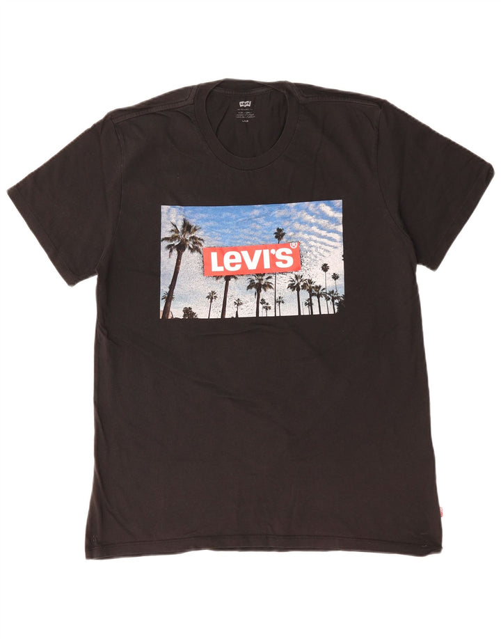 Camiseta gráfica masculina Levi's Top grande de algodão preto