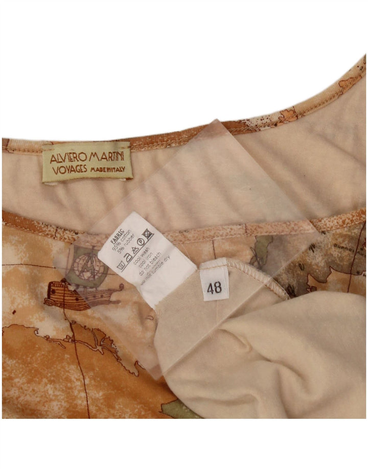 ALVIERO MARTINI Colete feminino Voyages Crop Top IT 48 XL Bege Geométrico