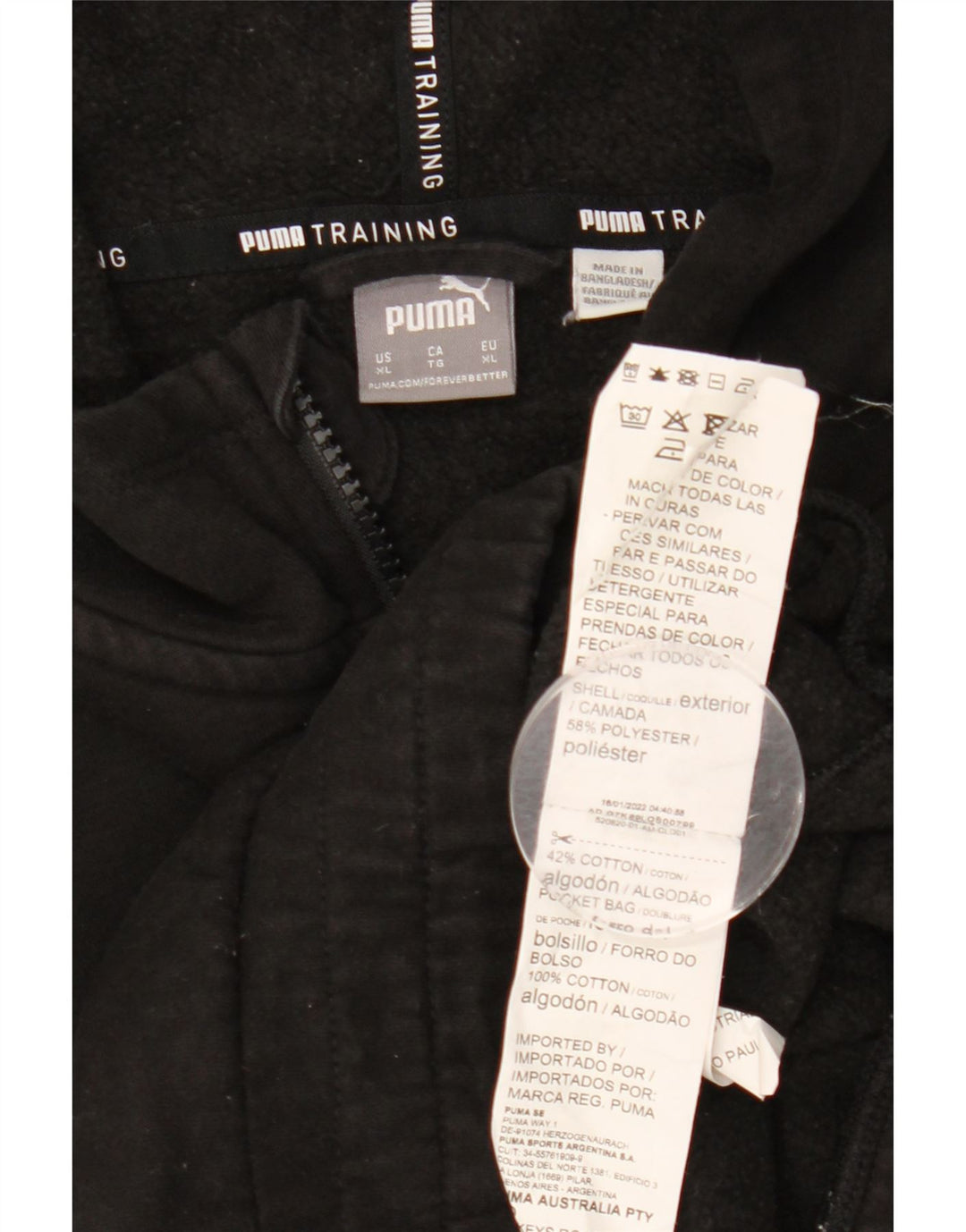 Suéter feminino PUMA com capuz e zíper oversized UK 18 XL preto poliéster