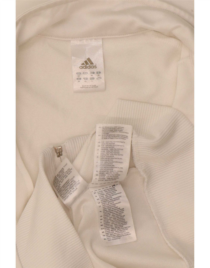 Adidas Womens Tracksuit Top Jacket UK 12 Médio Branco Poliéster