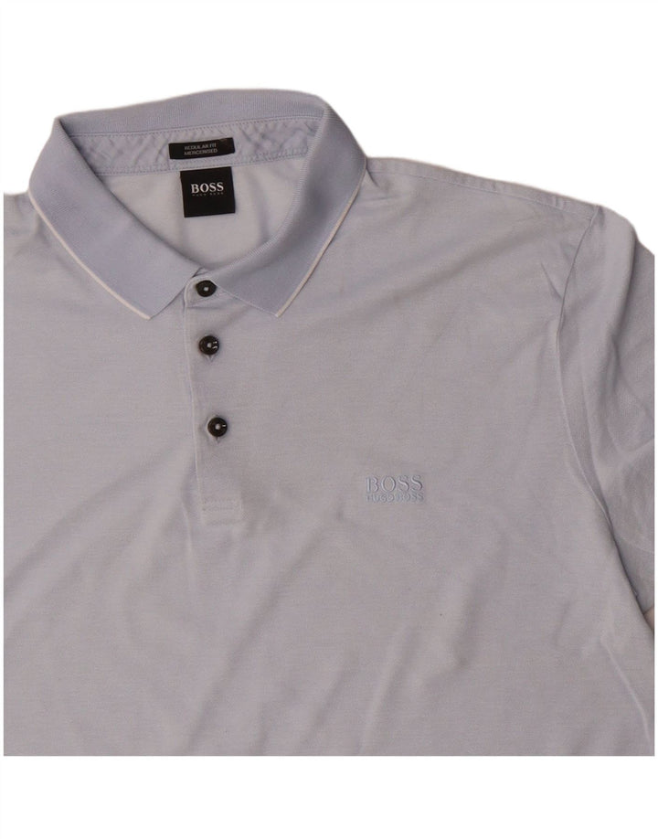 Camisa polo masculina Hugo Boss Regular Fit grande algodão azul