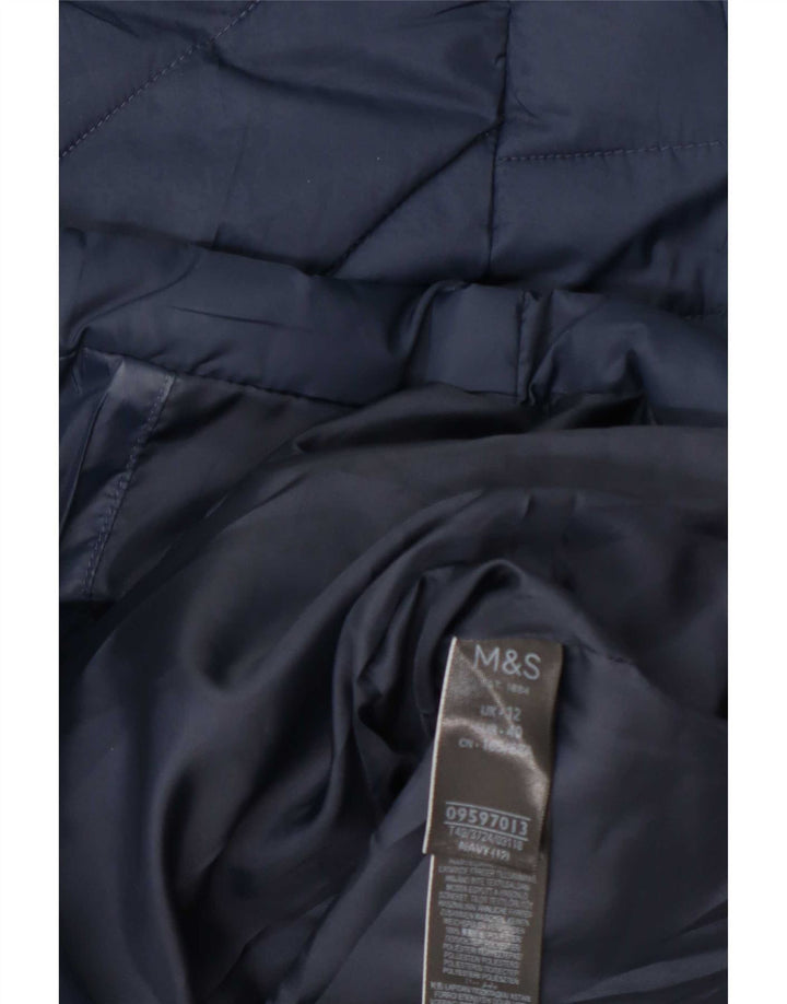 Casaco acolchoado feminino Marks & Spencer UK 12 poliéster azul marinho médio