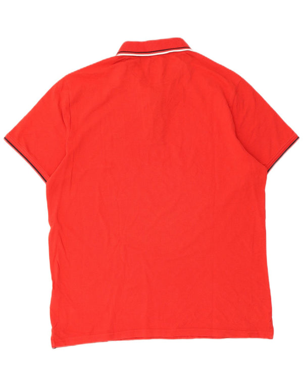 Camisa polo masculina Champion grande listrada vermelha de algodão