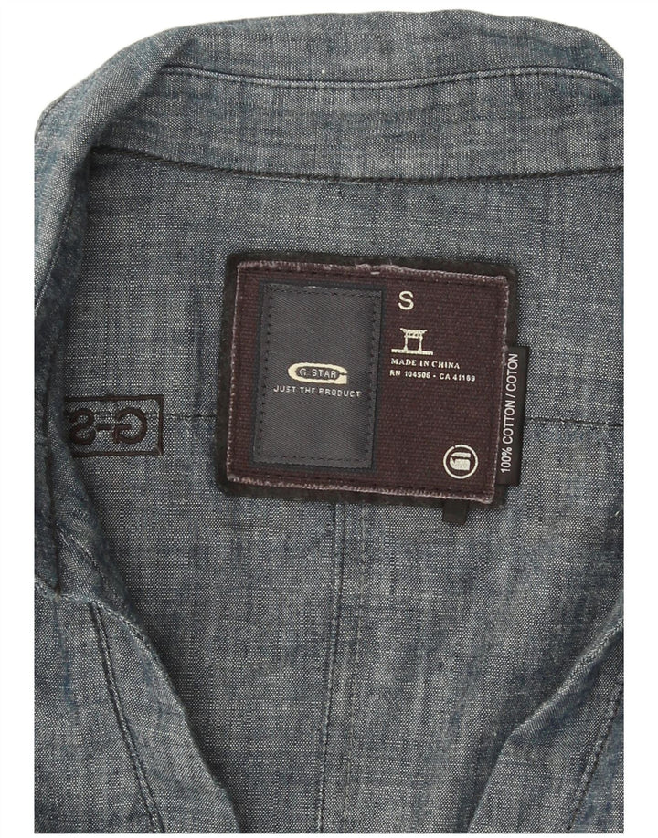 Camisa gráfica feminina G-Star Reino Unido 10 pequeno algodão azul marinho