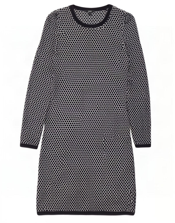 Cos vestido feminino de manga comprida UK 6 XS azul marinho algodão geométrico
