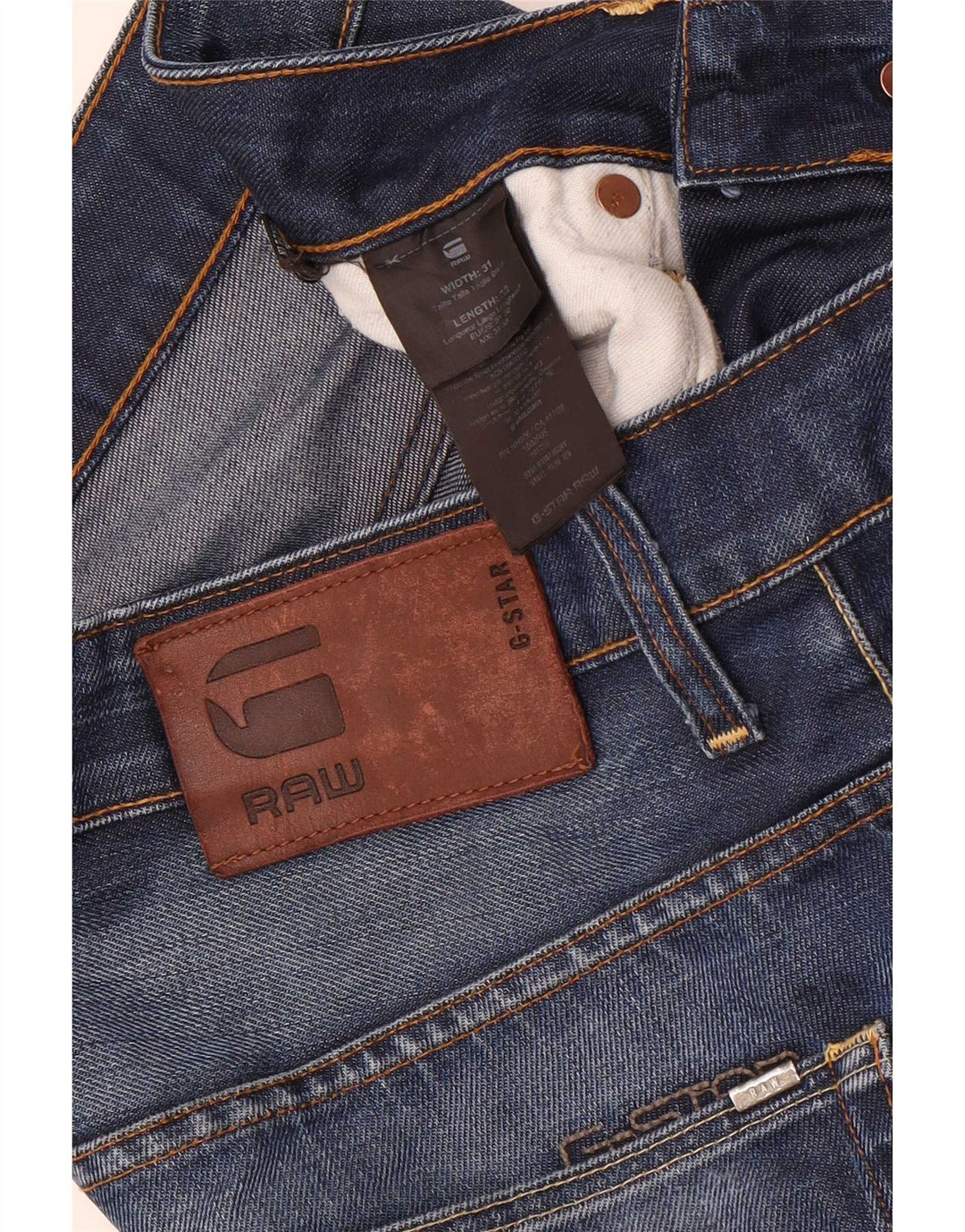 Jeans retos masculinos G-Star W31 L32 algodão azul