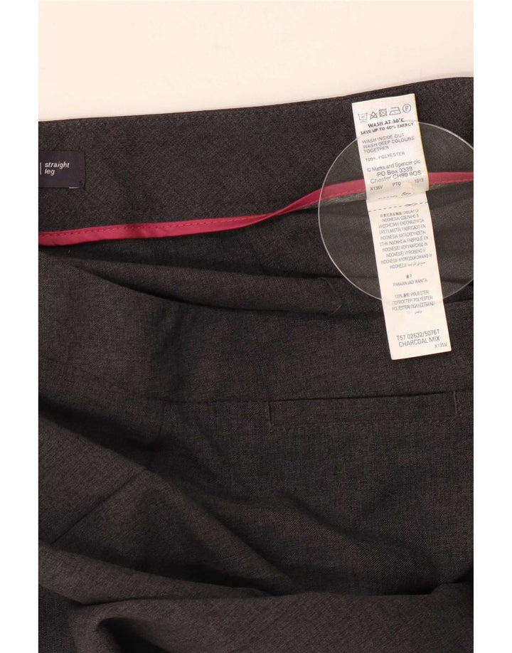 Calça feminina reta casual Marks & Spencer Reino Unido 12 médio W30 L33 cinza