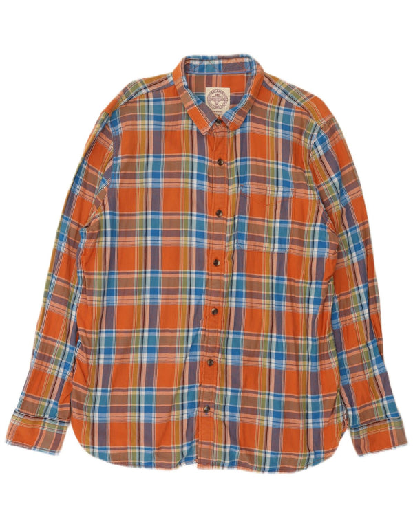 Camisa masculina de flanela Fat Face XL algodão xadrez laranja